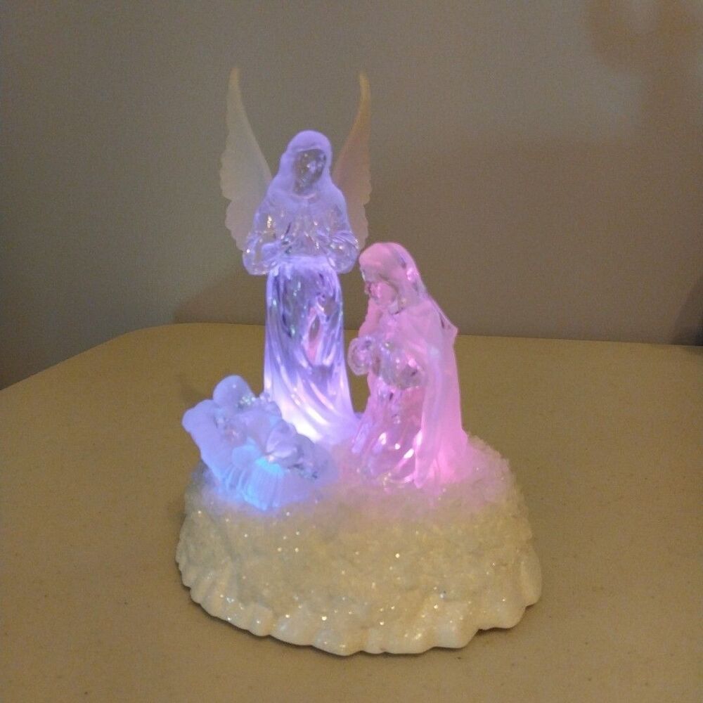 Vintage Acrylic Light Up Color Changing Nativity Scene Christmas Decor